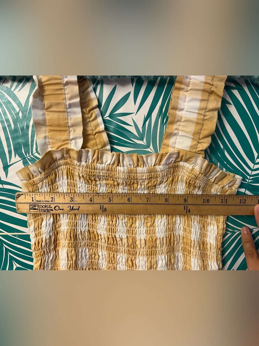 Abercrombie & Fitch Yellow and White Gingham Smocked Maxi Dress Sz S - Picture 10 of 12